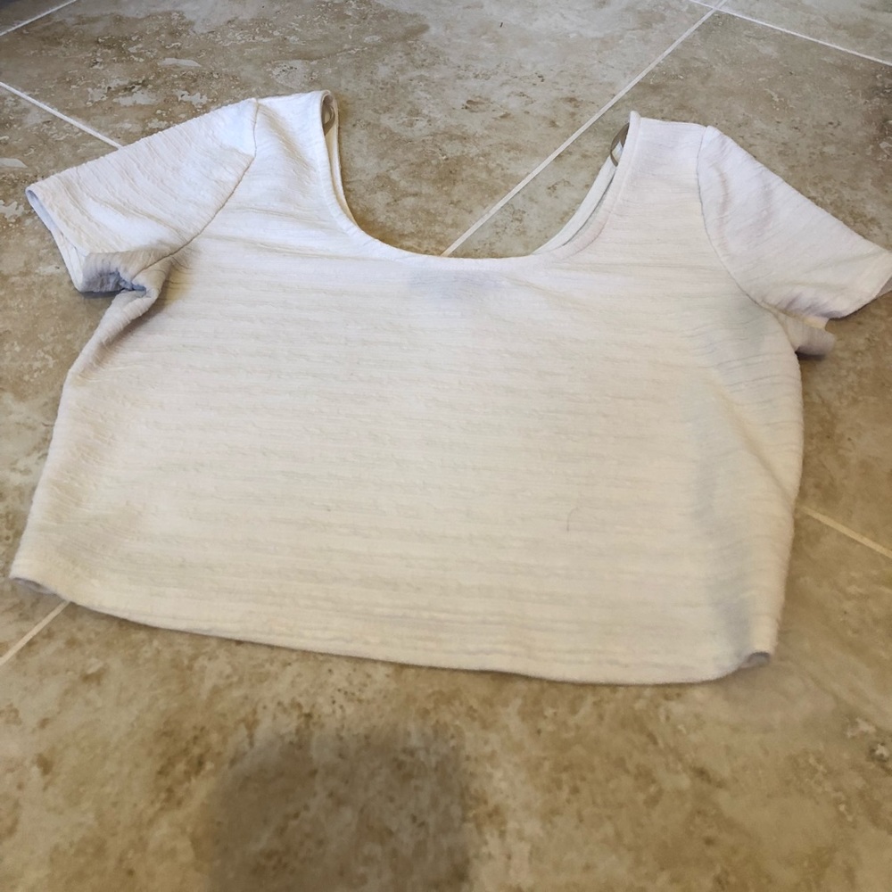 Women’s White Crop Top (Material Girl) Size: L